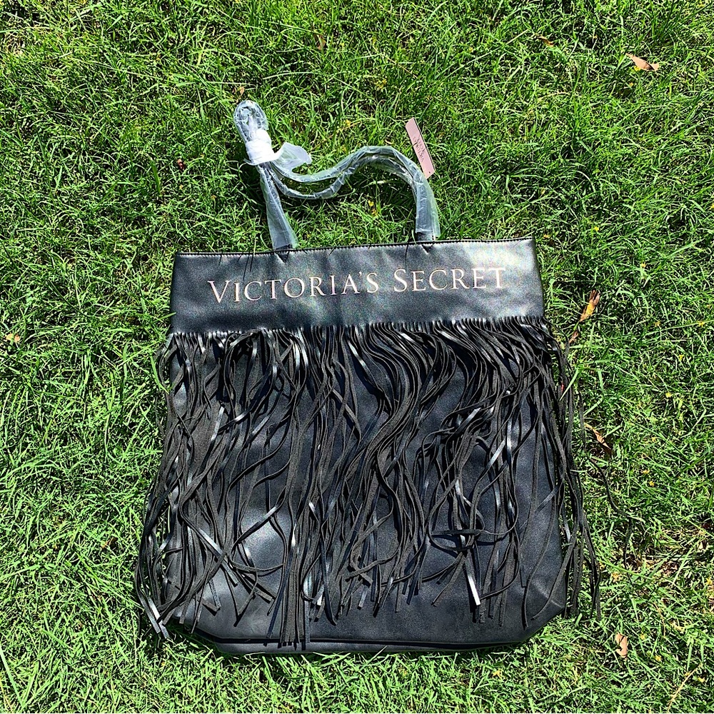 Victoria Secret Faux Leather Fringe Tote Bag